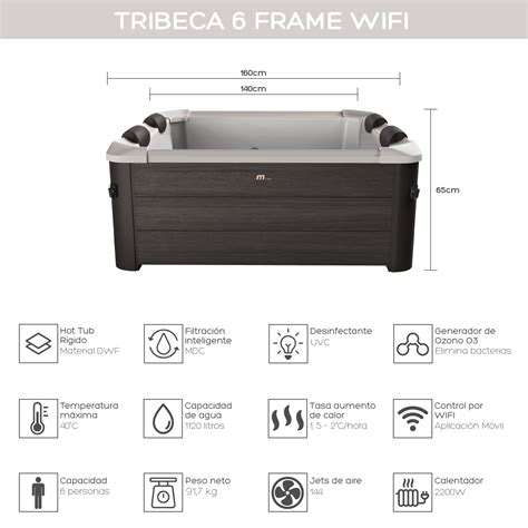 Ripley HOT TUB JACUZZI SPA 6 PERSONAS TRIBECA FRAME WIFI MSPA