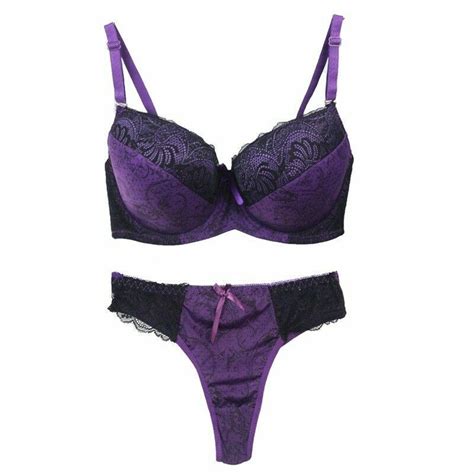 Uk Plus Size Women Push Up Bra And Pantie Set Lingerie Lace Flower