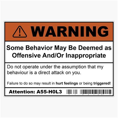 Warning Offensive Behaviour Vinyl Waterproof Sticker