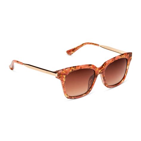 Bella Xs Square Sunglasses Beige Coral Tortoise And Brown Gradient Polarized Diff Eyewear