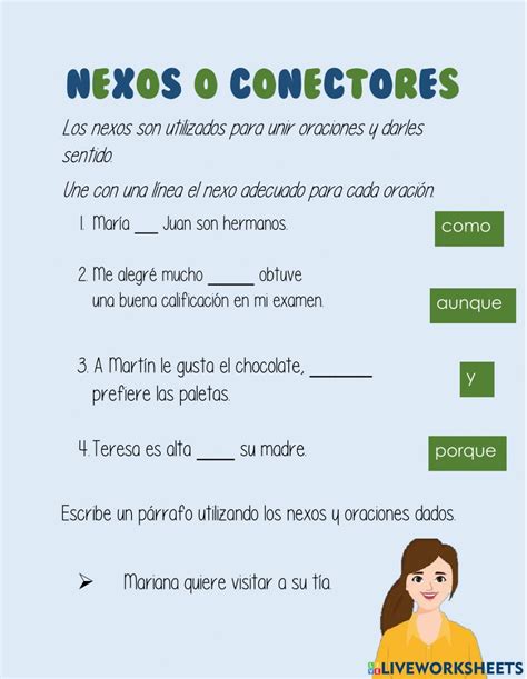 Nexos O Conectores Interactive Worksheet Conectores Nexos