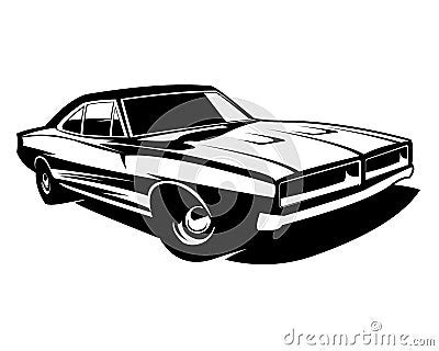 S Old Dodge Charger Logo Silhouette Isolated White Background View