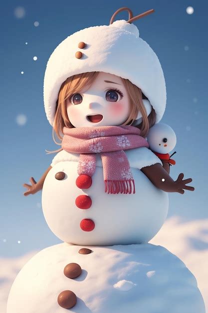 Premium AI Image | A snowman with a hat and scarf