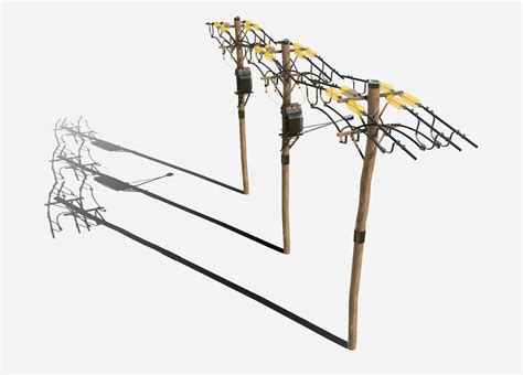 D Model Telegraph Poles Vr Ar Low Poly Cgtrader