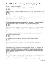 Tutorial 9 Questions Hypothesis Testing Docx Tutorial 9 Fundamentals