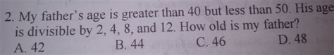 solved  fathers age  greater        age