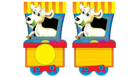 Cartoon Funny Looking Steam Train on White Background with Animal Stock Illustration ...