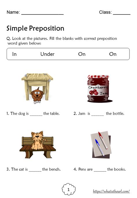 Preposition Of Place Worksheets For Grade 2