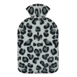 Grey Leopard Print Hot Water Bottle