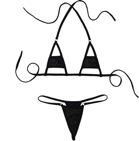 Mufeng Womens Piece Cutout Micro Bikini Set Halter Bra Top With G String Thong Extreme