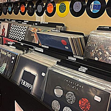 Records Are Lined Up On Shelves In A Record Store