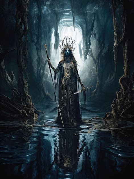 Premium Ai Image Swamp Witch Epic Dark Fantasy Illustration Horror