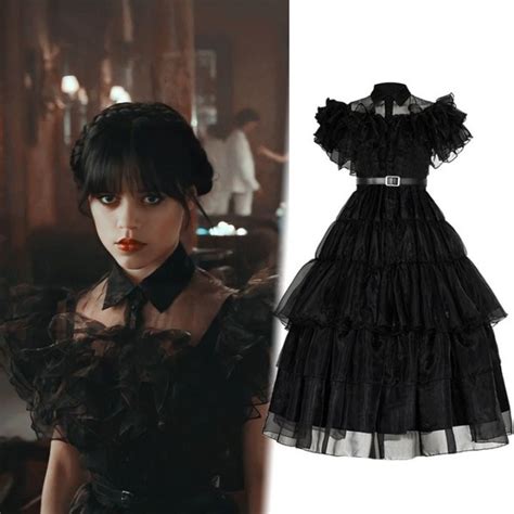 Adult Wednesday Addams Costume Girls Wednesday Addams Raven Dance Dress