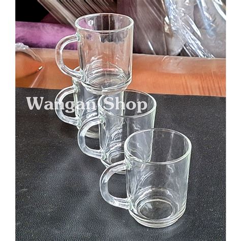 jual gelas kopi kaca gagang pendek bening polos  pcs shopee indonesia