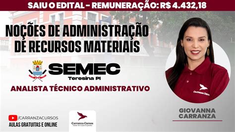 SEMEC TERESINA PI Noções de Administração de Recursos Materiais