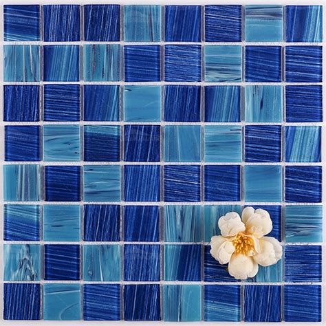 36x36mm Square Crystal Glass Mixed Cobalt Blue Gzol1602 Pool Tile