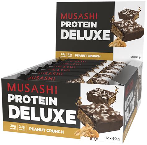 Musashi Protein Deluxe Bars 12 X 60g Peanut Crunch Expiry 07 08 25