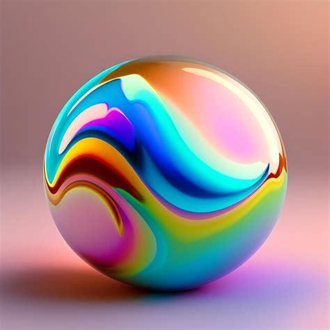 Premium Photo Abstract Pearlescent Glass Marble Ball With Shiny Iridescent Colors Glowing Orb