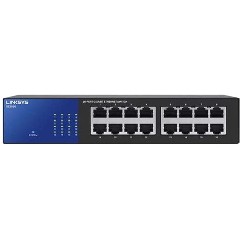 Best Buy: Linksys 16-Port Gigabit Ethernet Switch Black/Blue SE3016