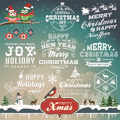 Christmas Logos And Decorations Vector Free Download