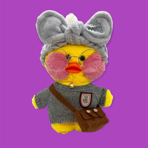 Уточка желтая лалафанфан - мягкая игрушка в одежде и с очками 30 см ...