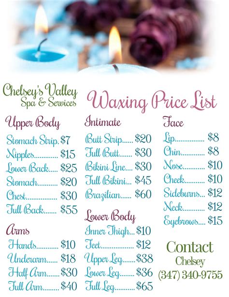 Naturals Waxing Price List Beauty And Health