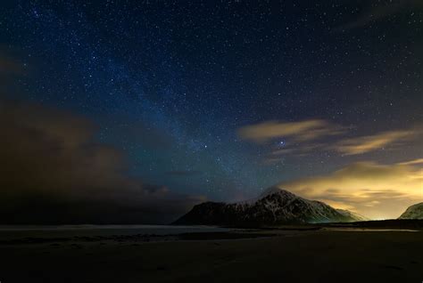 Wallpaper Landscape Night Galaxy Nature Sky Stars Clouds Beach