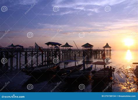 Sunset In Kenjeran Beach Surabaya East Java Stock Photo Image Of