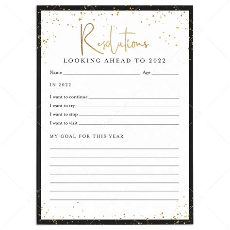 2025 New Year's Resolutions List Printable | Instant Download | New ...