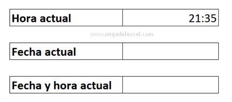 Como Insertar La Fecha Y Hora Actual En Excel Ninja Del Excel