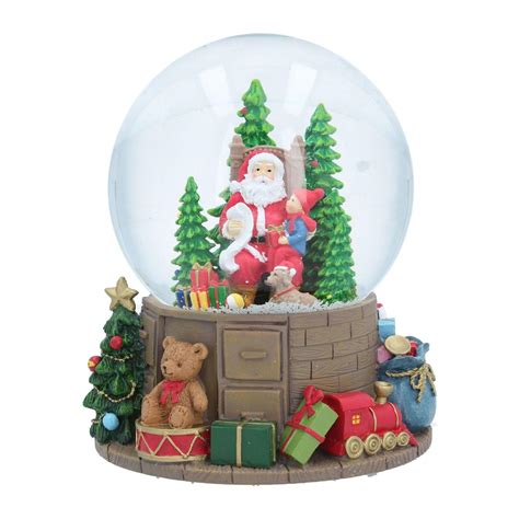 Gisela Graham Christmas Musical Snow Globe Santa With Toys Musical Snow