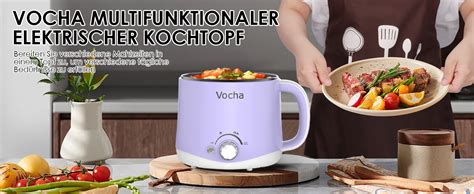 Amazon De Vocha Elektrische Hot Pot 1 6L Kleiner Kochtopf Mit Warmhaltefunktion Tragbare