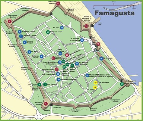 Famagusta tourist map - Ontheworldmap.com