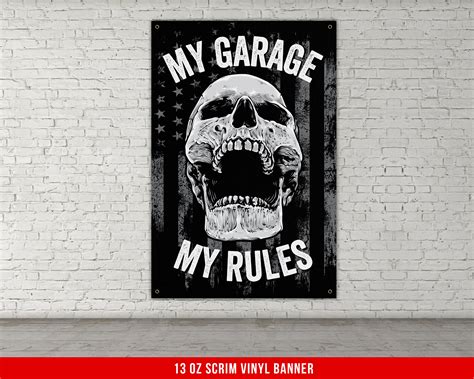 My Garage My Rules Banner Home Garage Decor Large Quote | Etsy