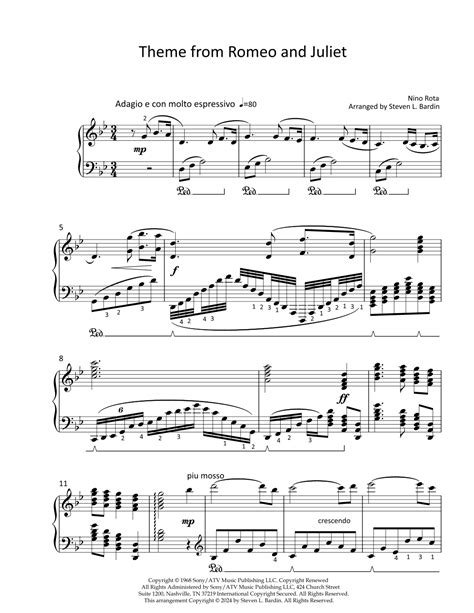 Romeo And Juliet Love Theme Arr Steven L Bardin By Henry Mancini