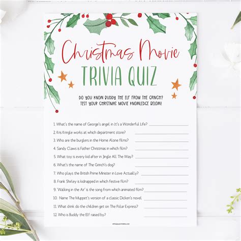 Christmas Movie Trivia Game | Printable Christmas Games – OhHappyPrintables