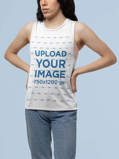 Placeit Bella Canvas Tank Top Mockup Of A Woman Posing At A Studio