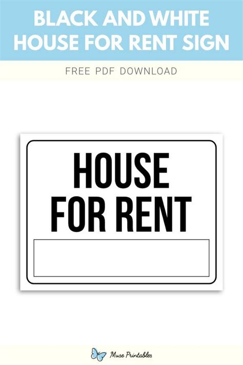 Printable Black And White House For Rent Sign Template For Sale Sign