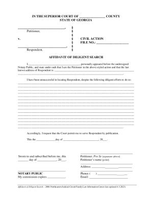 Fillable Online Affidavit Of Diligent SearchClayton County Fax Email