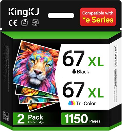 67XL Ink Cartridge Black/Color Combo Pack Replacement for HP 67XL 67 ...