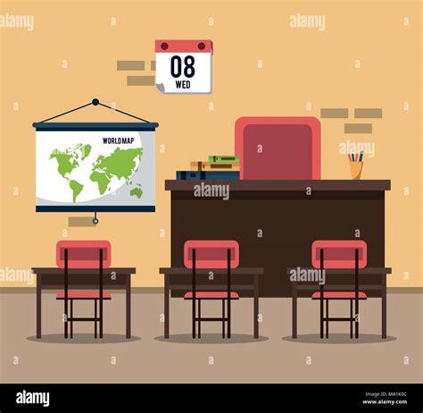 Empty classroom cartoon Stock Vector Image & Art - Alamy