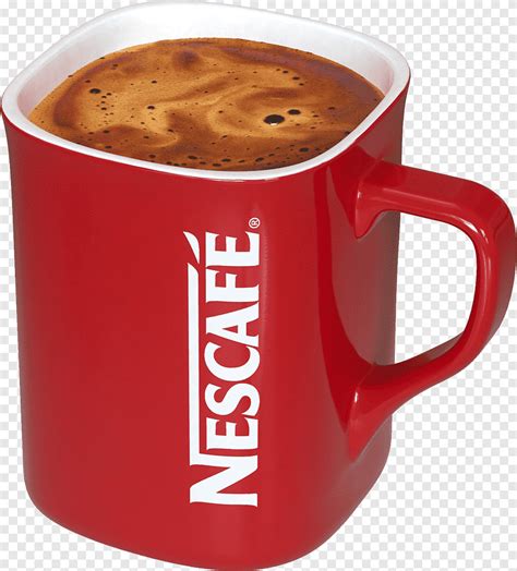 Red And White Nescafe Ceramic Mug Filled With Coffee Instant Coffee