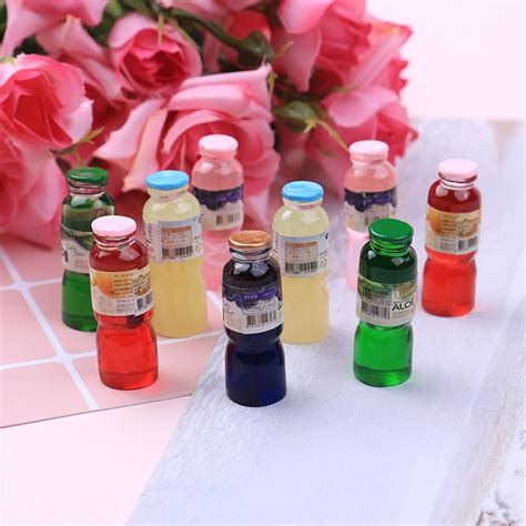 2pcsset Mini Drink Bottle Toys Dollhouse Miniature Toy Doll Drink Kitchen Living Room Decor