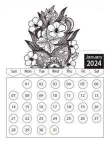 2024 Pattern Coloring Calendar Printable Free Printable Templates