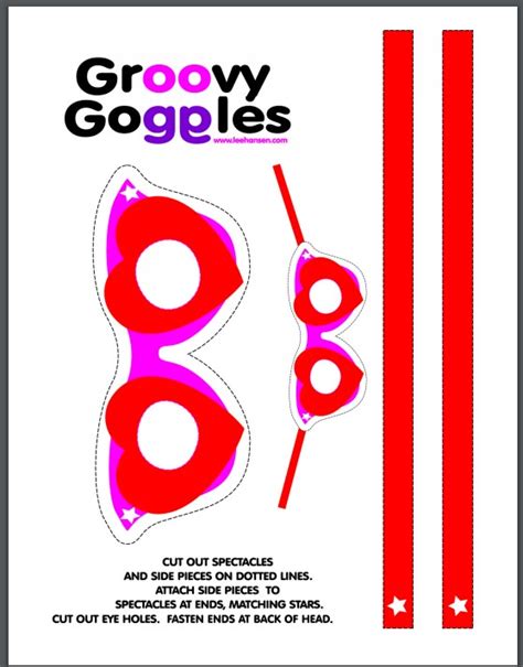 Printable Groovy Goggles Heart Shaped Eye Glasses