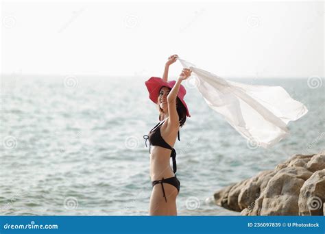 Portrait Asia Woman Bikini In Seaside Happy Life On Summer Season Stock Image Image Of Asian