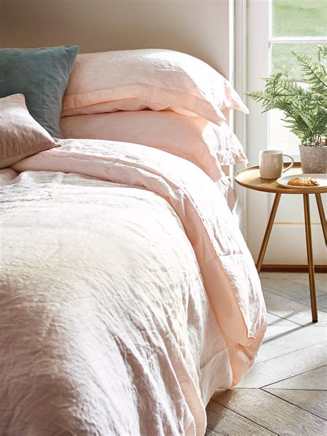 New Washed Linen Bedding Soft Blush Bed Linen Sets Luxury