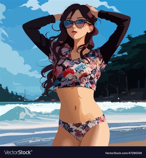 Hot Girl On A Beach Royalty Free Vector Image VectorStock
