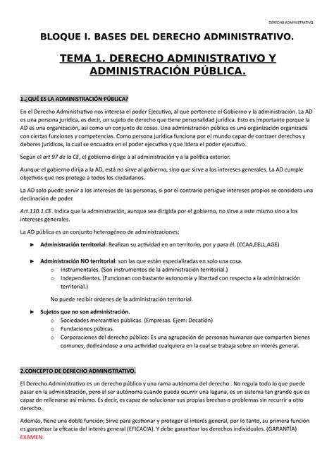 Bloque I Bases Del Derecho Administrativo Bloque I Bases Del