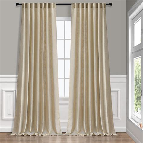 Miulee Linen Curtains 96 Inch Length For Living Room 2 Panels Tan